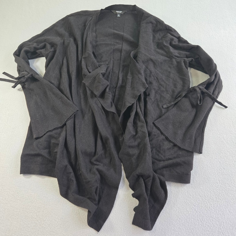 Simply Vera Vera Wang Cardigan Womens XL Black Bell Sleeve Tie Cuff Open Front